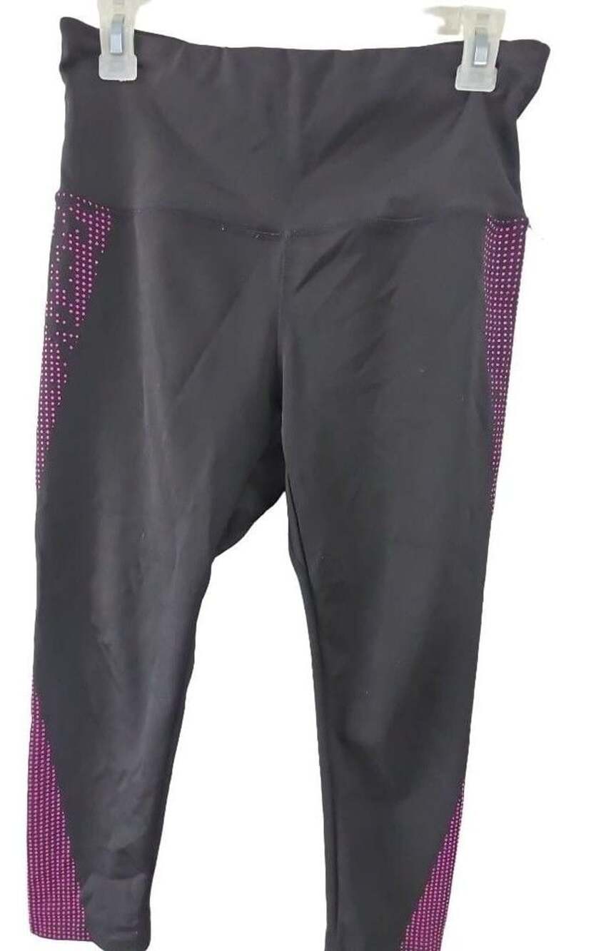 BSP Leggings Size L Black Pink Dot Activewear Yoga Athletic